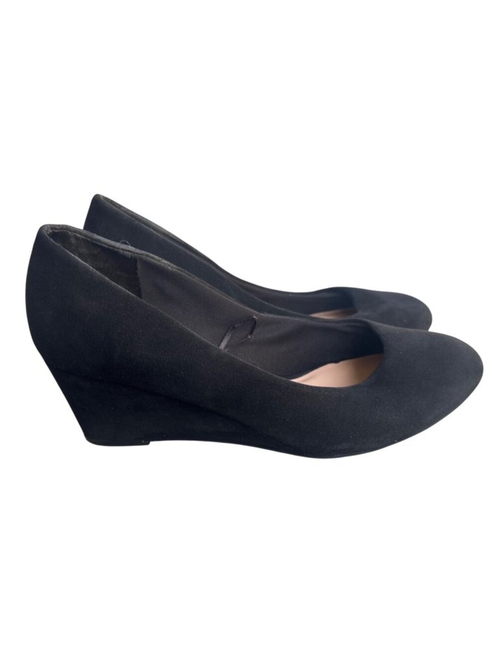 Seychelles Gertrude Womens 9W Black Textile Slip On Wedge Heel Comfort Shoes